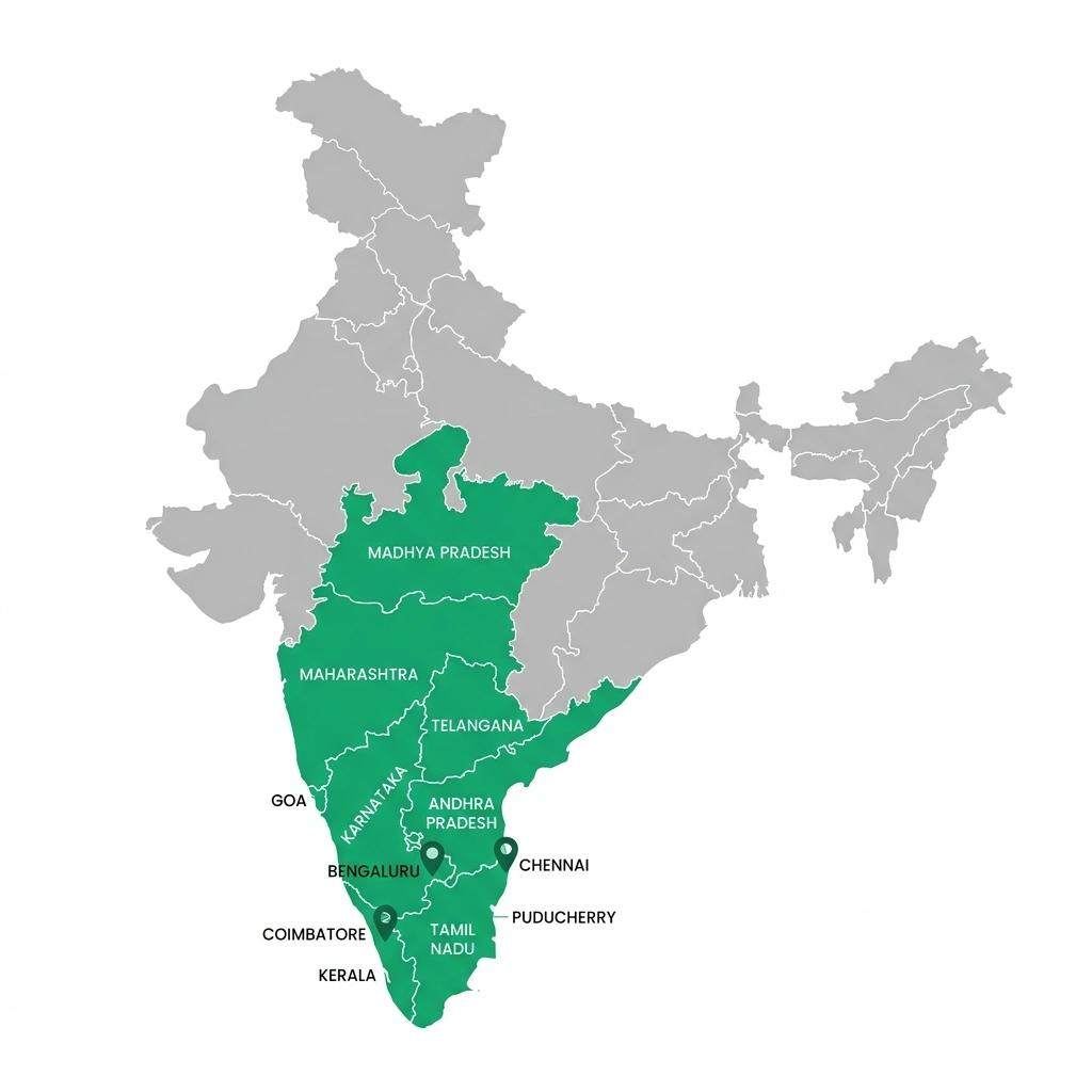 Sri Sakthi Automation Complete India Operational Regions and Strategic Office Locations Map